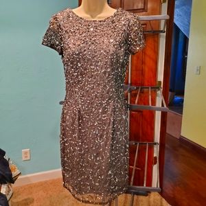 Adrianna Papell Sequin Taupe Dress NWT